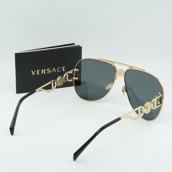Versace VE2255 100287 Aviator Sunglasses – Gold/Dark Grey - Picture 10 of 11